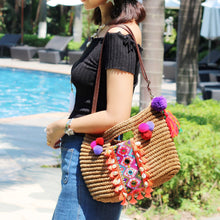Load image into Gallery viewer, Summer straw bag woven tassel fresh travel beach holiday portable shoulder messenger bag
