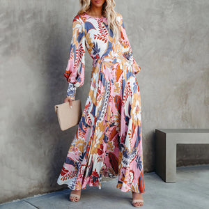 Plus size elegant print casual dress