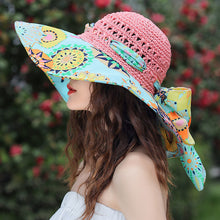 Load image into Gallery viewer, Hat women&#39;s new national style big eaves sun protection hat UV fisherman hat straw hat