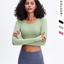 Load image into Gallery viewer, Quick-dry Breathable Yoga High-elastic Tight Shorts Stylish Long-sleeved Fitness Yoga Top Girl