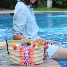Load image into Gallery viewer, Summer straw bag woven tassel fresh travel beach holiday portable shoulder messenger bag