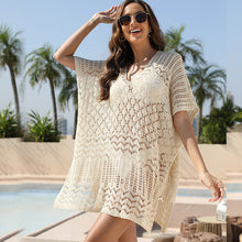 Load image into Gallery viewer, Bikini blouse jacket spa swimsuit with lace openwork seaside beach skirt swimsuit cover shawl woman