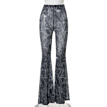 Load image into Gallery viewer, Printed high waist gauze net slightly transparent fashion casual women&#39;s horn pants