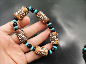 New Tibetan Retro Pattern Beads Agate Barrel Beads Bracelet Tibetan Old Agate Bracelets
