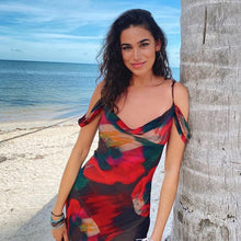 Load image into Gallery viewer, Fashion printed suspenders sleeveless high waist one shoulder temperament dress for women