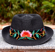 Load image into Gallery viewer, National style Embroidered Hat Straw Hat Sun-proof Visor Big Brim Summer Days Ladies National hat