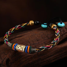 Load image into Gallery viewer, Diamond knot multicolored rope Tibetan ethnic bracelet hand-woven five-element transfer bead hand rope
