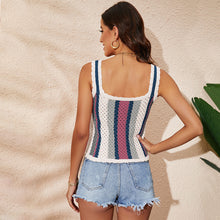 Load image into Gallery viewer, Patchwork contrast knitwear sleek loose slip small tank top for women