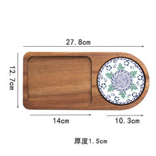 Load image into Gallery viewer, Solid Wood Tray, Water Cup, Plate, Vintage Bread, Dim Sum, Dessert Storage, Breakfast and Small Plate