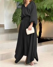 Load image into Gallery viewer, New Loose Large Size Solid Color Long Sleeve Top High Waist Long Skirt Suit