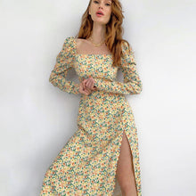 Load image into Gallery viewer, Bohemian idyllic Little Floral long sleeve split dress youth sweet little daisy print