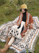 Load image into Gallery viewer, Bohemian fringed cardigan ethnic style mid-length sweater loose knitted coat