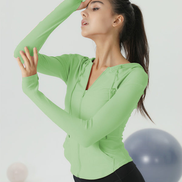 Sports top women's self-cultivation quick-drying long-sleeved short casual thin coat fitness clothes