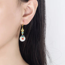 Load image into Gallery viewer, Ping An Buckle Temperament Earrings Long Retro Style Copper Coins Earrings