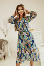 Load image into Gallery viewer, New V-neck long sleeves with a lace-up pleated dress