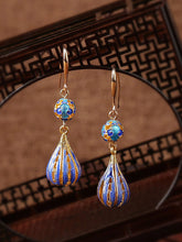 Load image into Gallery viewer, Cloisonne Blue Earrings High-grade Female Antique Sterling Silver Earrings