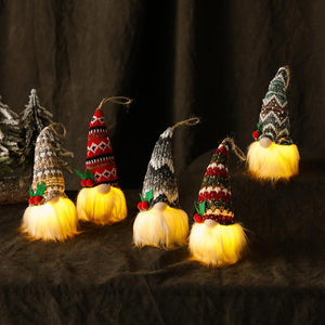Christmas ornaments Christmas tree pendant small hanging knitted luminous faceless doll doll dwarf