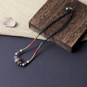 Tibetan ethnic style Nepal beads woven clavicle chain retro simple Joker fashion niche necklace