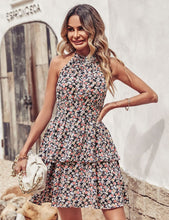 Load image into Gallery viewer, Härneck backless print sleeveless dress