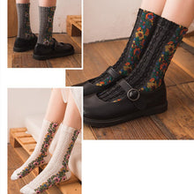Load image into Gallery viewer, Retro socks women&#39;s tube socks ethnic style literary forest floral Japanese pile stockings stockings