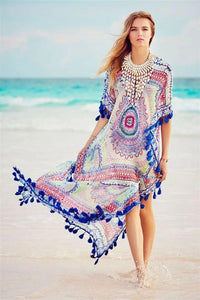 Summer Tassel Long Beach Split Maxi Dress