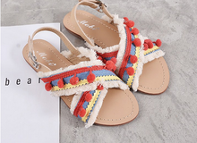 Load image into Gallery viewer, Summer Boho National Style Wave Colorful Pom Sandals
