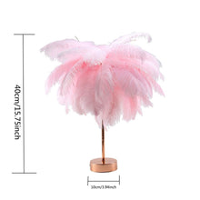 Load image into Gallery viewer, Remote Control Feather Table Lamp USB/AA Battery Power DIY Creative Warm Light Tree Feather Lampshade Wedding Home Bedroom Decor