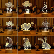 Load image into Gallery viewer, Romantic Love 3D Acrylic Led Lamp for Home Children&#39;s Night Light Table Lamp Birthday Party Decor Valentine&#39;s Day Bedside Lamp