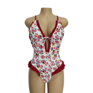 Sweet Print Floral Ins Style One Piece Swimsuit