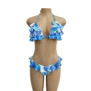 Pleated Ruffled Straps Sexy Sweet Bikini