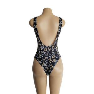 Keys Pattern Print One Piece Swimsuit