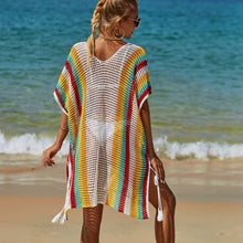 Load image into Gallery viewer, Split Side Short Sleeve Crochet-Knitted Beach-Swimwear Bikini-Cover Ups