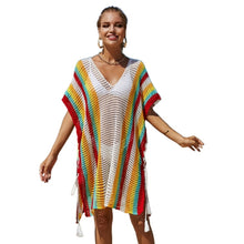 Load image into Gallery viewer, Split Side Short Sleeve Crochet-Knitted Beach-Swimwear Bikini-Cover Ups