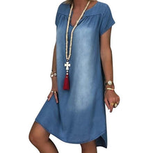 Load image into Gallery viewer, Summer Women&#39;s Baggy Tunic Dress Denim Shirt