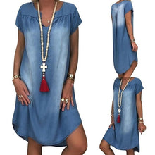 Load image into Gallery viewer, Summer Women&#39;s Baggy Tunic Dress Denim Shirt