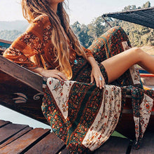Load image into Gallery viewer, Summer Fashion Print Bohemian Floral Patchwork Casual Beach Maxi Dress