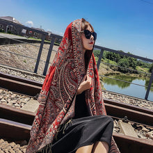 Load image into Gallery viewer, Ethnic spring and summer shawl  women&#39;s sunscreen scarf Tibet desert warm cloak in autumn and winter