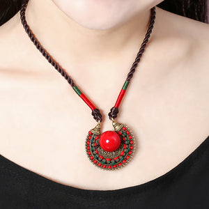 Ancient Original Jewelry Collar Necklace Ethnic Style Short Neck Decoration Female Red Pendant Retro Accessories