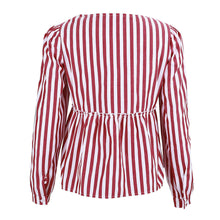 Load image into Gallery viewer, Tops Womens new arrived Casual Striped V-Neck Full sleeve  Shirt brief t-shirt