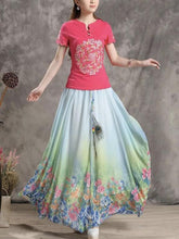 Load image into Gallery viewer, Print Floral Boho Style Long Skirt Huge Hem Chiffon Bohemian Skirt - 4