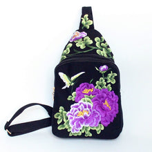 Load image into Gallery viewer, Women Chest Bag Tibetan Ethnic Style Hand Embroidery Pretty Flowers Casual Canvas Travel Shoulder Crossbody Bag