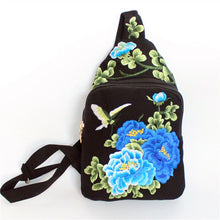 Load image into Gallery viewer, Women Chest Bag Tibetan Ethnic Style Hand Embroidery Pretty Flowers Casual Canvas Travel Shoulder Crossbody Bag