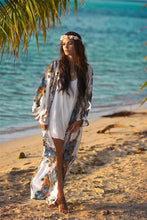 Load image into Gallery viewer, Plus Size Beach Robe Floral Long Sleeve Cover Up