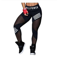 Load image into Gallery viewer, Women Leggings High Waist Mesh Pacthwork Sports leggings  Plus Size Black Gym Fitness Letter Print Sportwear Femme