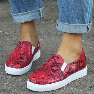 Women Casual  Snake Printing Women Vulcanized Flats Sneakers Shoes