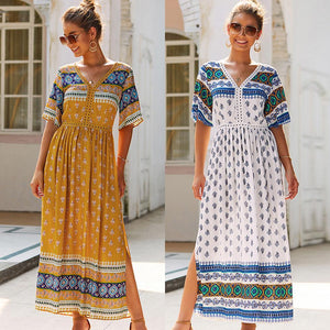 Women Summer Boho Floral Maxi Print Dress