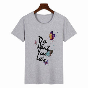 Women's Colorful Butterfly Print Short Sleeve T-shirt