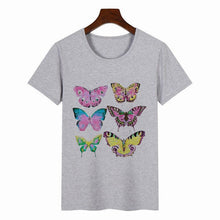 Load image into Gallery viewer, Women&#39;s Colorful Butterfly Print Short Sleeve T-shirt