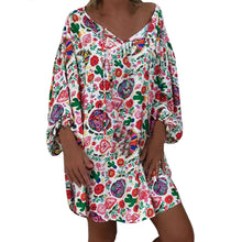 Load image into Gallery viewer, Women&#39;s Summer Boho Vintage Floral Print Deep V Neck Beach Mini Dresses