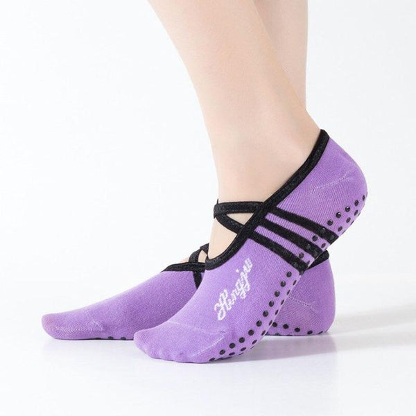 Yoga Socks Women Round Head Backless Cotton Non-Slip Bandage Sports Socks Ventilation Pilates Ballet Socks Dance Sock Slippers